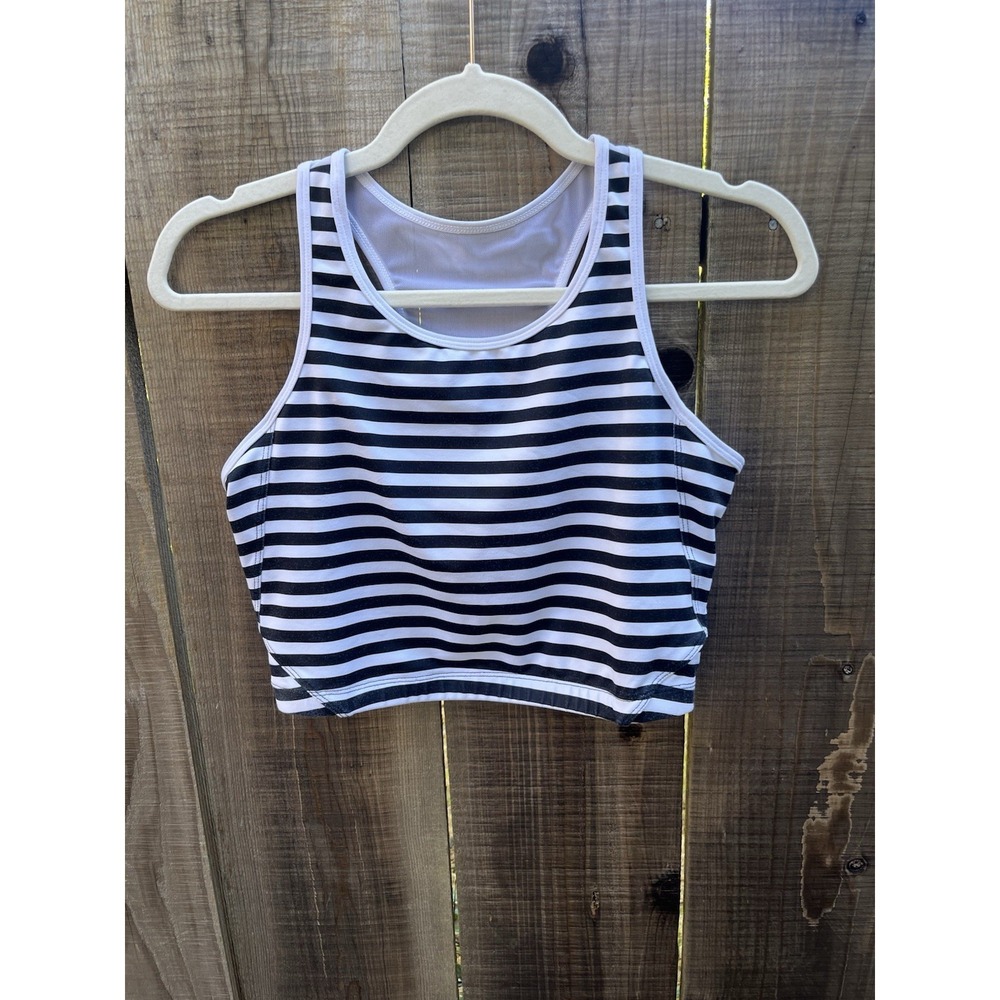 Born Primitive Women Sports Bra Size Large Black & White Stripes Run Active